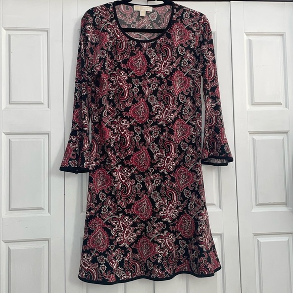 Micheal Kors Paisley Black Dress- Large - Picture 1 of 7